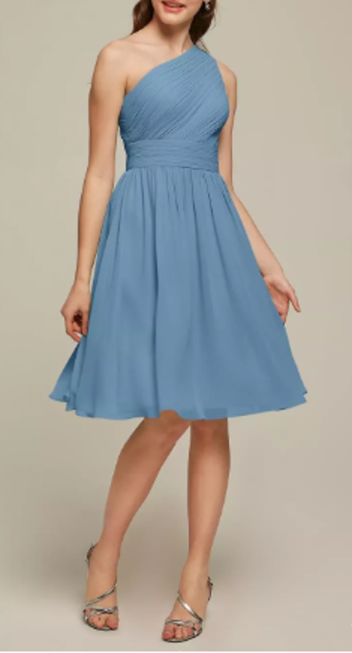 AW BRIDAL 2 XS dusty blue Elisha bridesmaid formal party knee dress NEW B29
